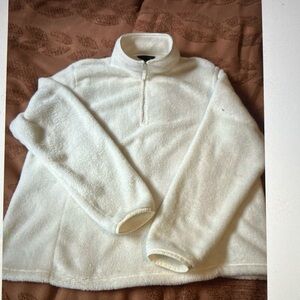 Lands End Women's Butter Cream Half-Zip Fleece Pullover Size 18/20
